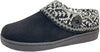 Clarks Suede Leather Knitted Collar Clog Plush Faux Fur Lining Slippers Black/Grey Multi