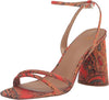 Sam Edelman Kia Orange Poppy Squared Open Toe Ankle Strap Block Heeled Sandals
