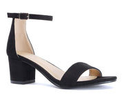 Bella Marie Jean-09 Black Fashion Strappy Open Toe Block Low Heeled Sandals