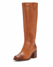 Vince Camuto Zemmy Light Cognac Leather Knee High Block Heel Comfortable Boots