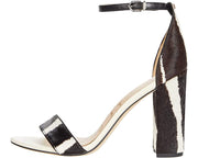 Sam Edelman Yaro Ivory Black Block Heel Ankle Strap Two Piece Open Toe Sandals