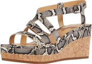 Lucky Brand Batikah Natural Nude Strappy Wedge Cork Crisscross Platform Sandals