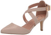 Journee Collection Riva Nude Fashion A Pointed Toe Cross Strap Dress Pump