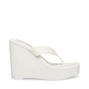 Steve Madden Refined White Slip On Rounded Open Toe Platform Wedge Sandals