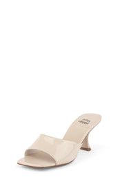 Jeffrey Campbell Mr. Big Patent Slide Sandal-Nude Open Toe Kitten Heel Mule