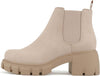 Soda Pioneer Deep Camel Lug Sole Mid Heel Chelsea Fashion Ankle Elastic Booties