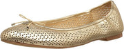 Sam Edelman Felicia Molten Gold Slip On Bow Detailed Rounded Toe Ballet Flats