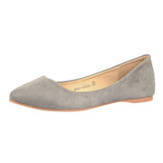 BellaMarie Angie-28 Women's Classic Pointy Toe Ballet Flat Shoes Grey