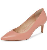Louise et Cie Jordyna Pointy Toe Pump Rosina Pink Coral Leather Mid Heel Pumps