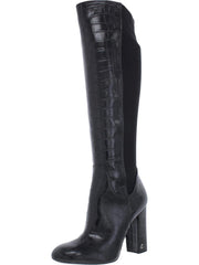 Circus By Sam Edelman Clarimont Black Croc Print Side Zipper Knee High Heel Boot