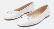 Sam Edelman Felicia Bright White Luxe Slip On Rounded Toe Wide Ballet Flats