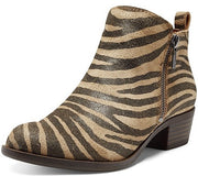 Lucky Brand Basel Tiger Low Cut Ankle Zipper Block Low Heeled Fashion Booties