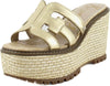 Sam Edelman Laine Jute Leather Wedge Heeled Open Toe Slip On Espadrille Sandals