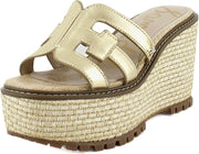 Sam Edelman Laine Jute Leather Wedge Heeled Open Toe Slip On Espadrille Sandals