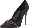 Sam Edelman Deela Black Satin Pointed Toe Slip On Stiletto Heel Fashion Pumps