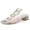 Cecelia New York Lincoln Silver Alabaster Slip On Open Toe Slide Sandals