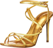 Sam Edelman Sareena Champagne Stiletto Heel Open Toe Ankle Strap Heeled Sandals