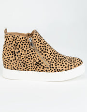 Soda Taylor 	Hidden Fahsion Wedge Sneaker Shoes Side Zipper Leopard (5.5)