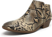 Soda Mug Python Snake Brown Low Cut Block Heel Ankle Booties (7)