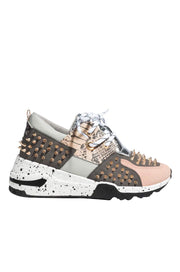 Cape Robbin Saffron Blush Fashion Lace Metal Spikes Chunky Thick Sole Sneakers