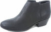 SODA Black Pu Stacked Block Heel Closed Rounded Toe Side Zipper Ankle Booties