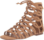 Sam Edelman Lara Camel Squared Open Toe Tie Up Strappy Flats Gladiator Sandals