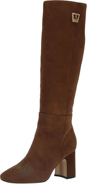 Sam Edelman Faren Toasted Coconut Squared Toe Block Heel Knee High Fashion Boots