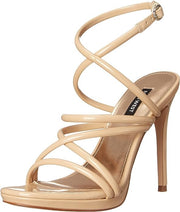 Nine West Lexy 3 Light Natural Rounded Open Toe Buckle Stiletto Heeled Sandals