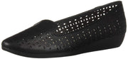 Aerosoles Black Slip On Cutout Molded Wedge Heel Ballet Flat Sandals