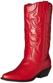 Soda Red Reno Western Cowboy Pointed Toe Knee High Pull On Tabs Boots (8.5)