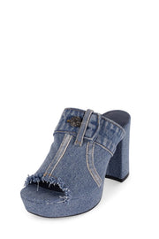 Jeffrey Campbell Magda-Jn Blue Denim Squared Open Toe Platform Mule Sandals