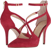 Jessica Simpson Red Maraschino Strappy Ankle Buckle Stiletto Heel Classic Pumps