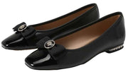 Sam Edelman Maren Black/Leather Slip On Squared Toe Bow Detailed Ballet Flats