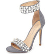 Lauren Lorraine Sizzle Grey Pearl & Gem Embellished High Heel Two Piece Sandals
