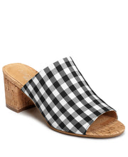 Aerosoles Black White Comfortable Elastic Almond Toe Slip On Block Heel Sandals