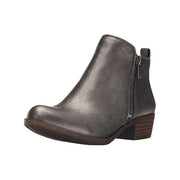 Lucky Brand Basel Low Cut  Almond-Toe Ankle Booties Pewter Leather Ankle Boots