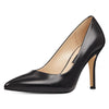 Nine West Flax Black Leather Fashion Slip On Stiletto Pointed Toe Pumps Shoes 10.5