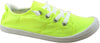 Soda Zig-S Neon Yellow Canvas Slip On Rounded Toe Lace Up Fashion Sneakers
