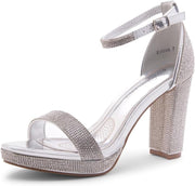 ShoeLand Enlove Silver 2020 Fashion Ankle Strap Platform High Heeled Sandals