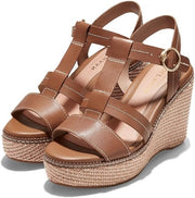 Cole Haan Cloudfeel All Day Wedge Honey Leather Ankle Strap Heeled Sandals