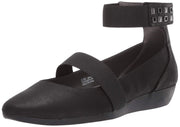 Aerosoles Black Metal Embellished Ankle Slip On Round Toe Mule Wedge Sandals