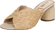 Sam Edelman Sareen Natural Nude Woven Raffia Open-Toe Block Heeled Mule Sandals