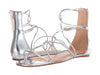 Schutz Fabia Metallic Open Toe Strappy Sandals Prata Silver Strappy Flat