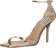 Steve Madden Shaye Gold Fashion Square Toe Ankle Strap Heeled Dress Sandals