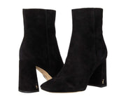 Sam Edelman Codie Black Suede Side Zipper Squared Toe Block Heel Fashion Boots