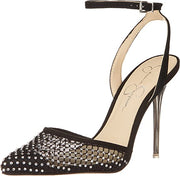 Jessica Simpson Pirrie Clear Black Stiletto Heel Pointed Toe Ankle Strap Pumps