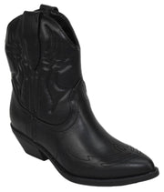 Soda Rigging-S Black Pull On Pointed Close Toe Cowgirl Western Heeled Ankle Boot