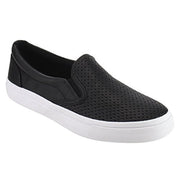 Soda Shoes Women's Tracer Slip On White Sole Shoes Black Casual Comfy Sneakers (7, Black Pu)