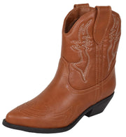 Soda Rigging-S Cognac Pull On Pointed Close Toe Cowgirl Western Ankle Boot