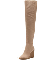 Jessica Simpson Cassida Nude Over The Knee Taupe Suede Platform Wedge Boots